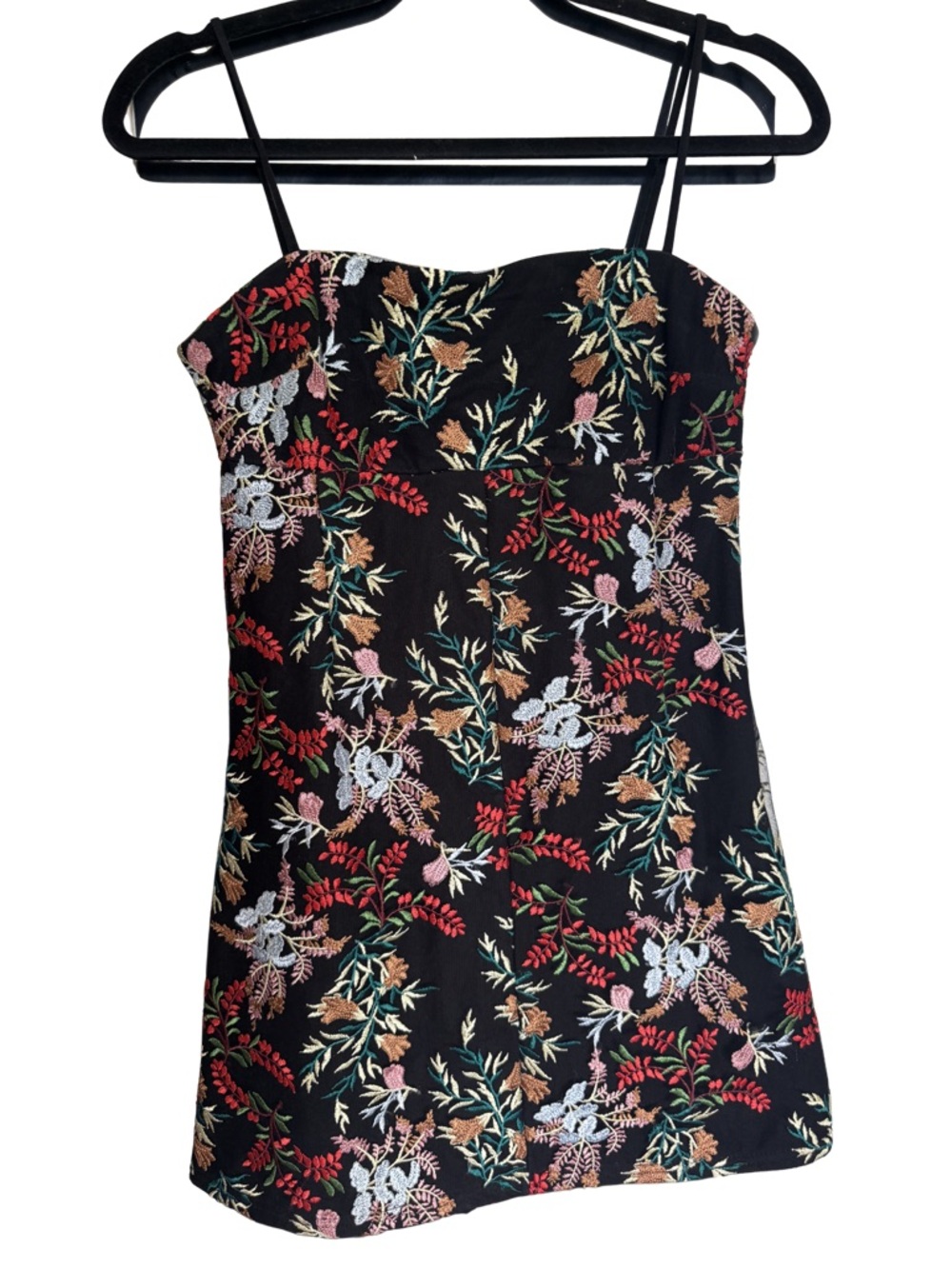 Floral-Embroidered Mini Dress